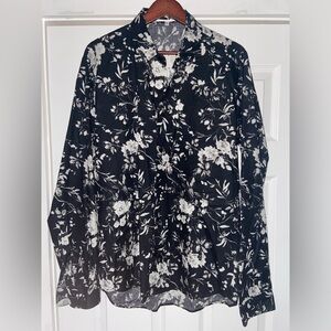 McQueen By Alexander McQueen Black Floral Dress Shirt